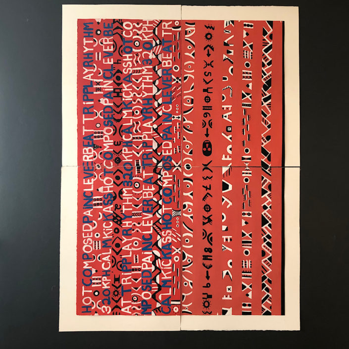 “The language of night” 169 x 132 cm 4 panels gouache on archers paper 2019