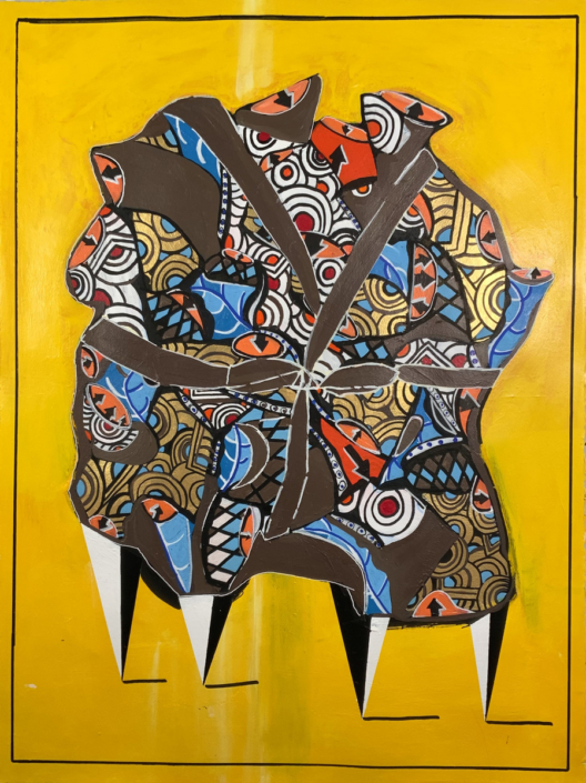 The angry Kimono - object of desire series 76 x 56 cm acrylic on 340 gram paper 2023